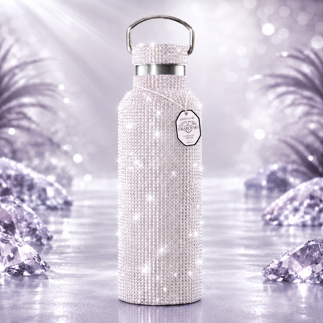 Crystal Water Bottle | TOMO Elitè White Opal – Swarovski® Crystal